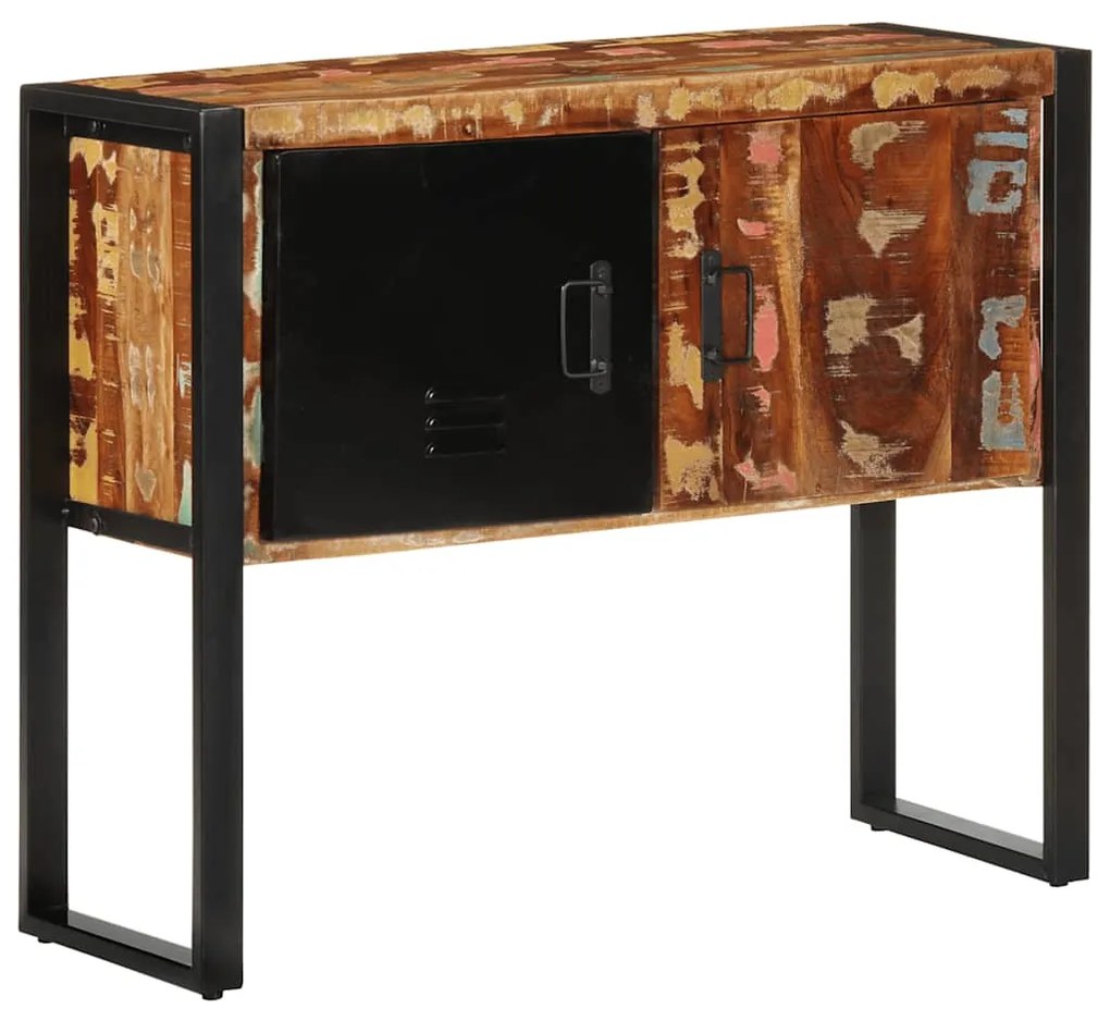 Armário consola multicor 90x35x75 cm madeira maciça recuperada