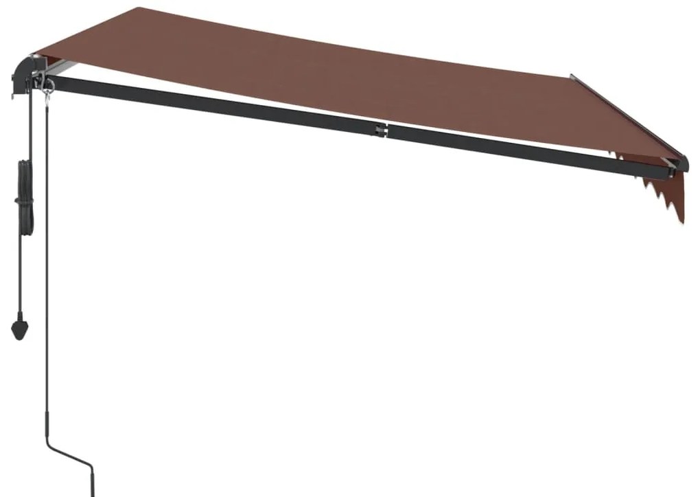 Toldo retrátil automático com luzes LED 300x250 cm castanho