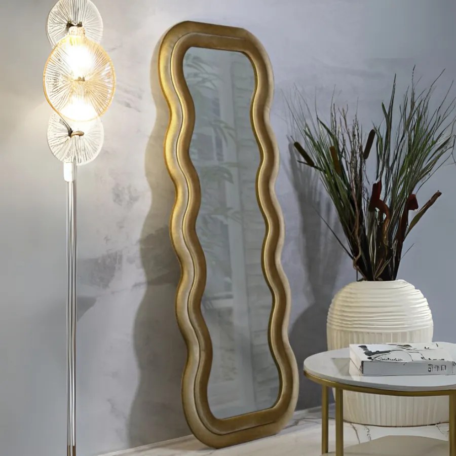 ESPELHO DE PAREDE EMILY 60X6X160 CM (TAMANHO DO ESPELHO INTERIOR 42X144) DOURADO