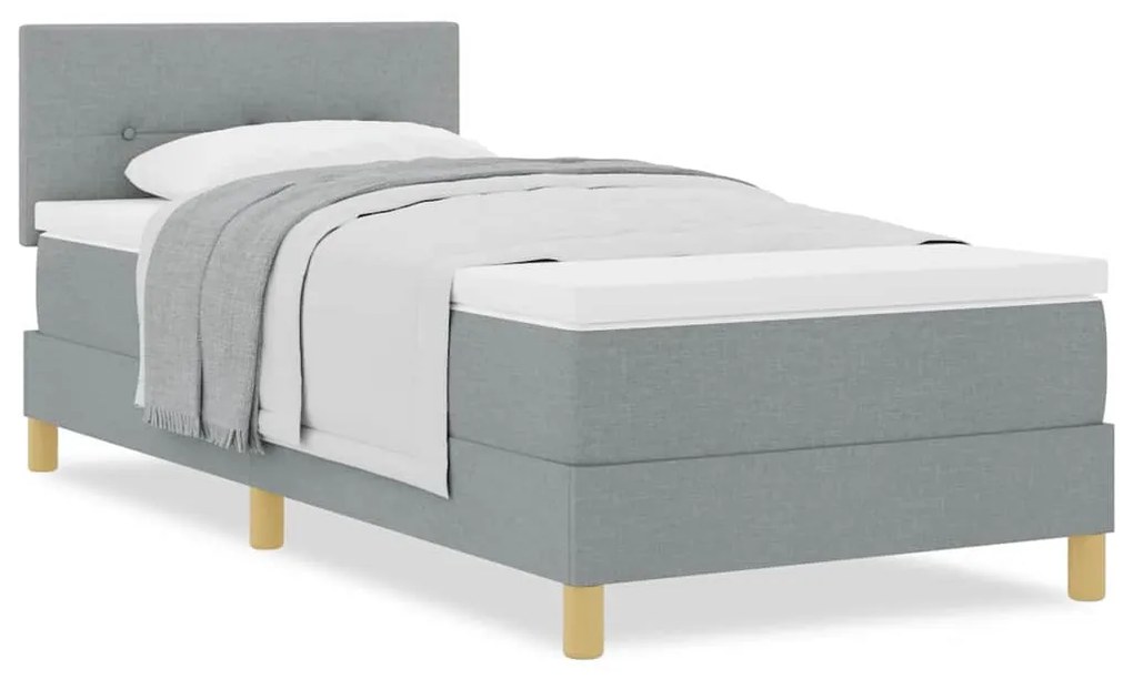 Cama Box Spring com Colchão Cinza Claro 80x200 cm Tecido