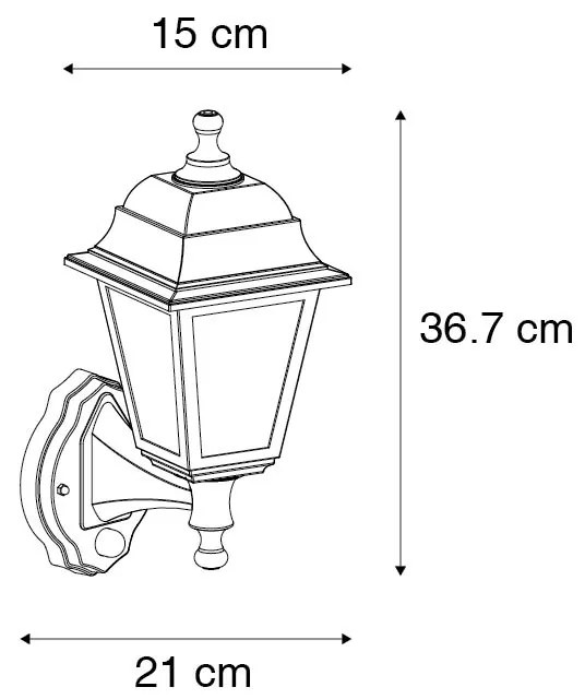 Candeeiro de parede antigo dourado IP44 com detector de movimento - Capital Clássico / Antigo