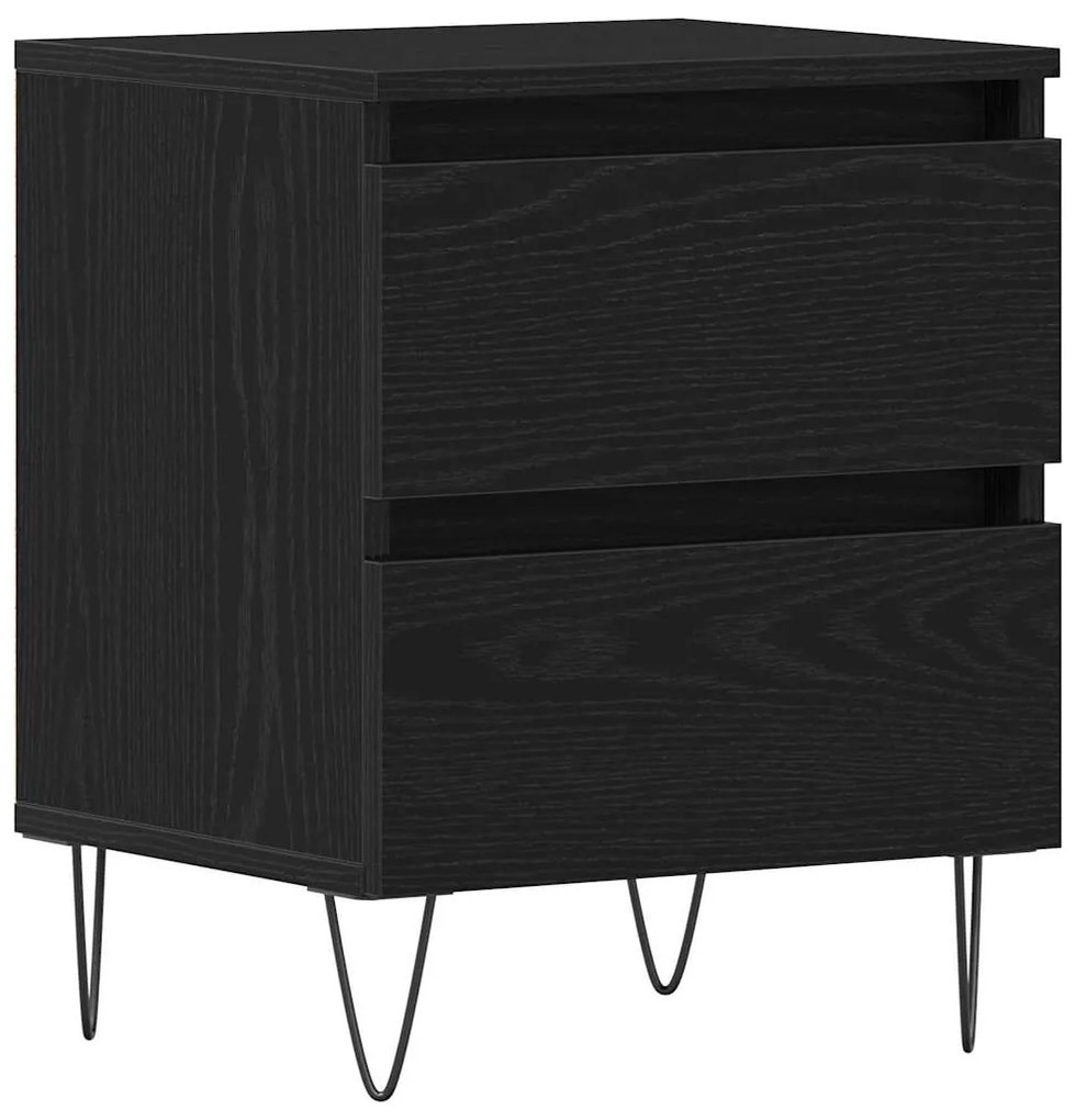 Mesa de cabeceira vidaXL Preto Carvalho 40x35x50 cm Madeira de engenha