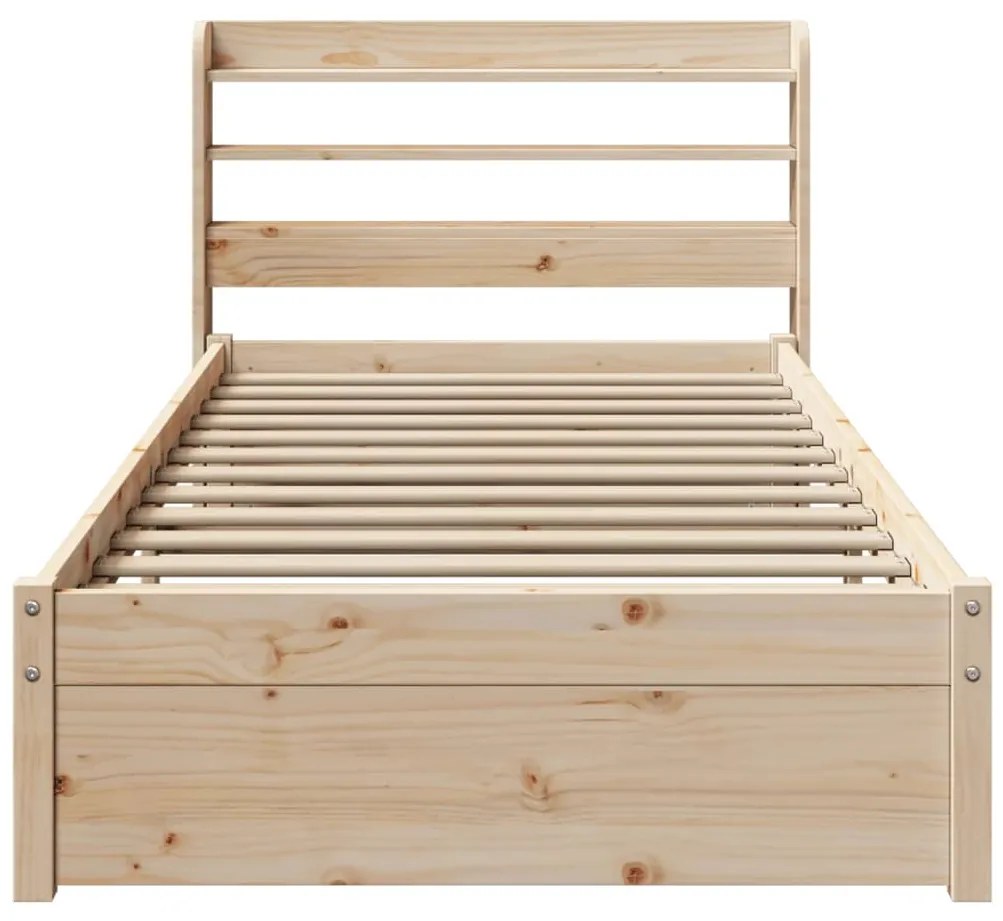 Estrutura de cama com cabeceira 75x190 cm pinho maciço