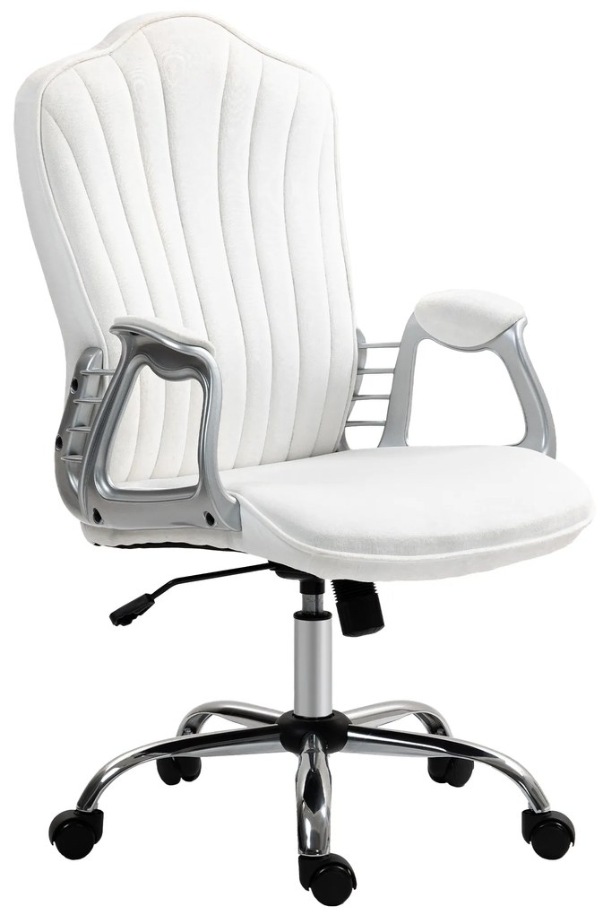 Cadeira de Escritório com Encosto Alto Cadeira para Secretária com Altura Ajustável Função Inclinável 61x62x106-116 cm Branco