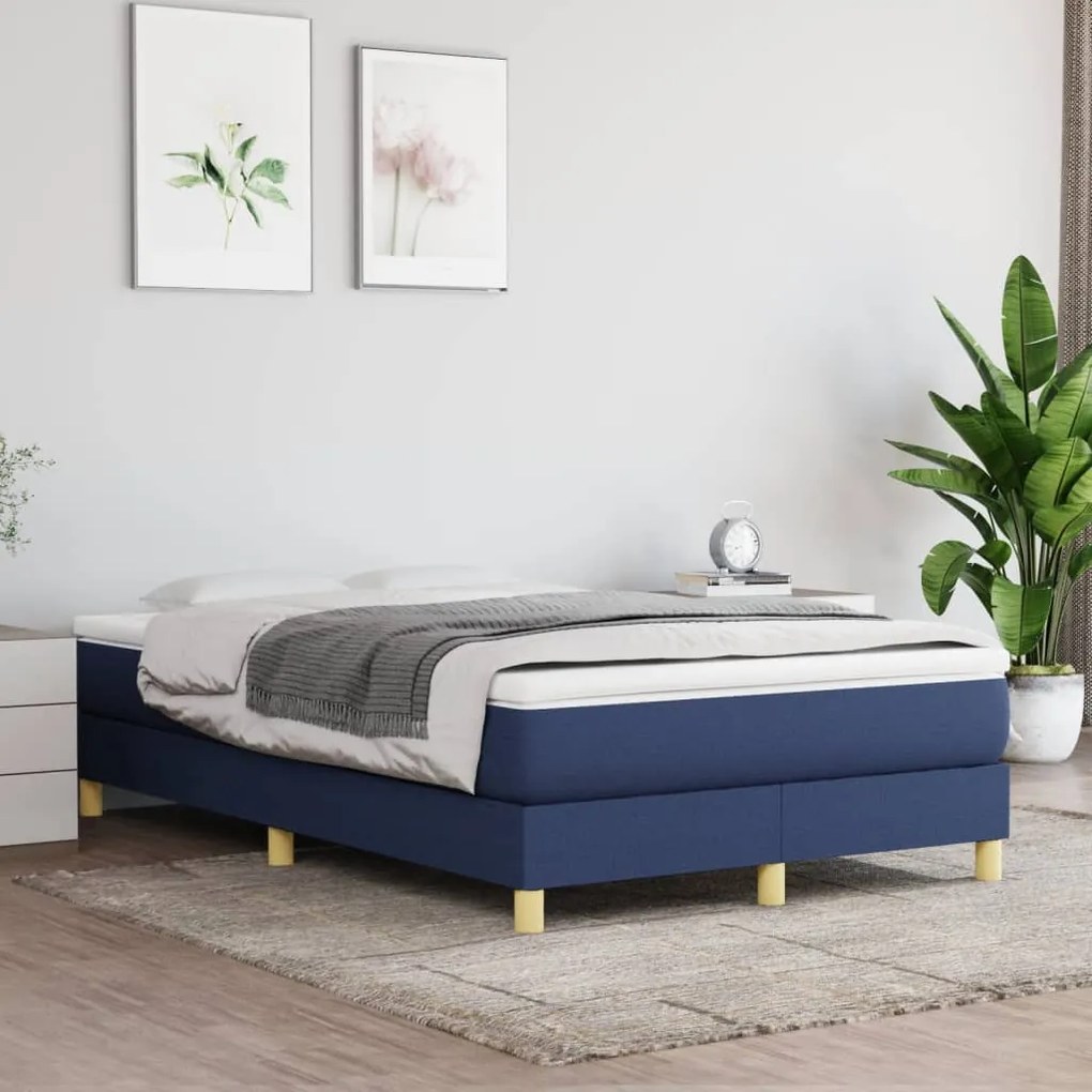 3120604 vidaXL Estrutura de cama com molas 120x200 cm tecido azul