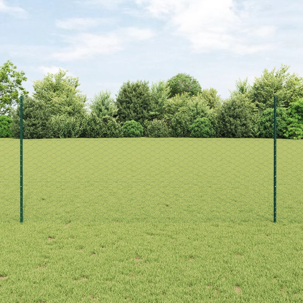 Postes para Cerca vidaXL 5 pcs U-Channel Verde 120 cm Aço