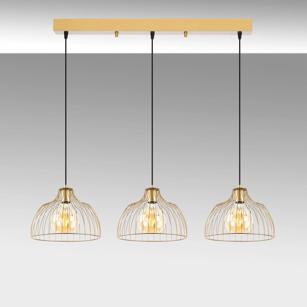 Chandelier Kozan – Dourado Brilhante – 101 x 28 x 126 cm