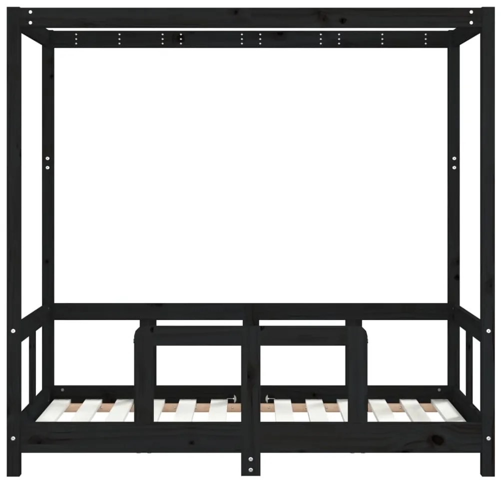 Estrutura de cama infantil 70x140 cm pinho maciço preto