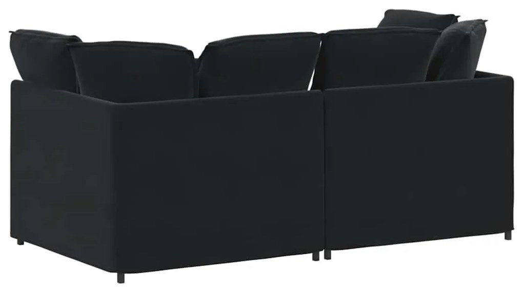 Sofá modular com almofadas veludo preto