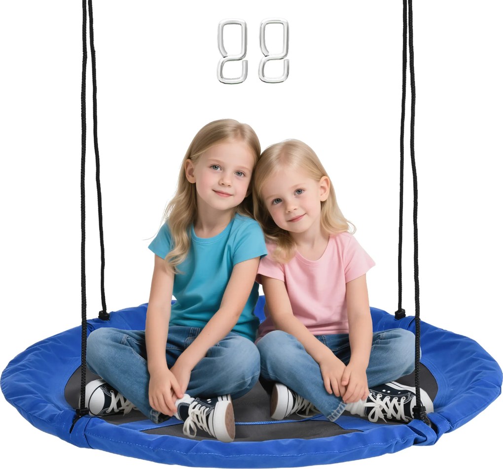 Baloiço redondo Ø 110 cm 4 argolas incluídas Metal com revestimento epóxi Oxford Alta densidade Azul