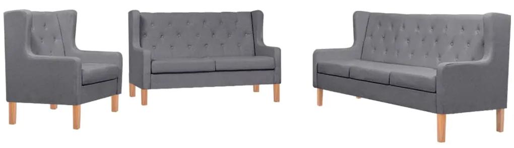 Conjunto de sofás 3 pcs tecido cinzento