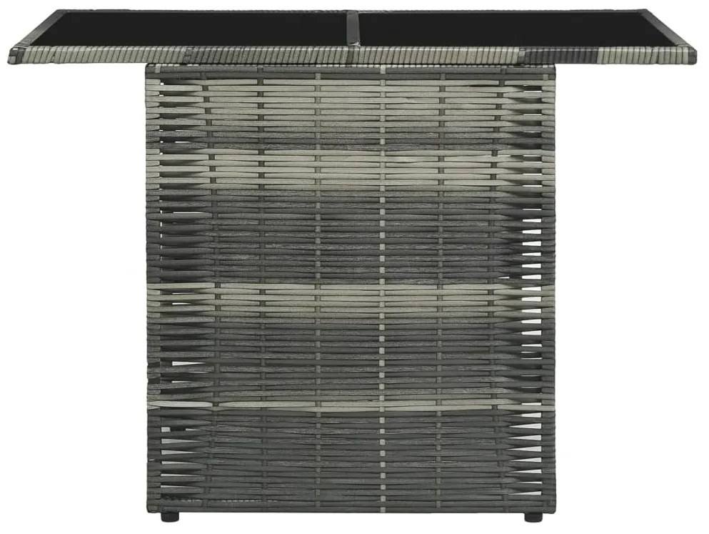 3 pcs conjunto bistrô com almofadões vime PE cinzento