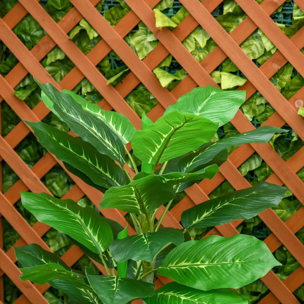 Planta Artificial de 95cm com 33 Folhas Realistas em Vaso de Cimento Planta Imitação Folha Perene Interior e Exterior para Decoração Verde