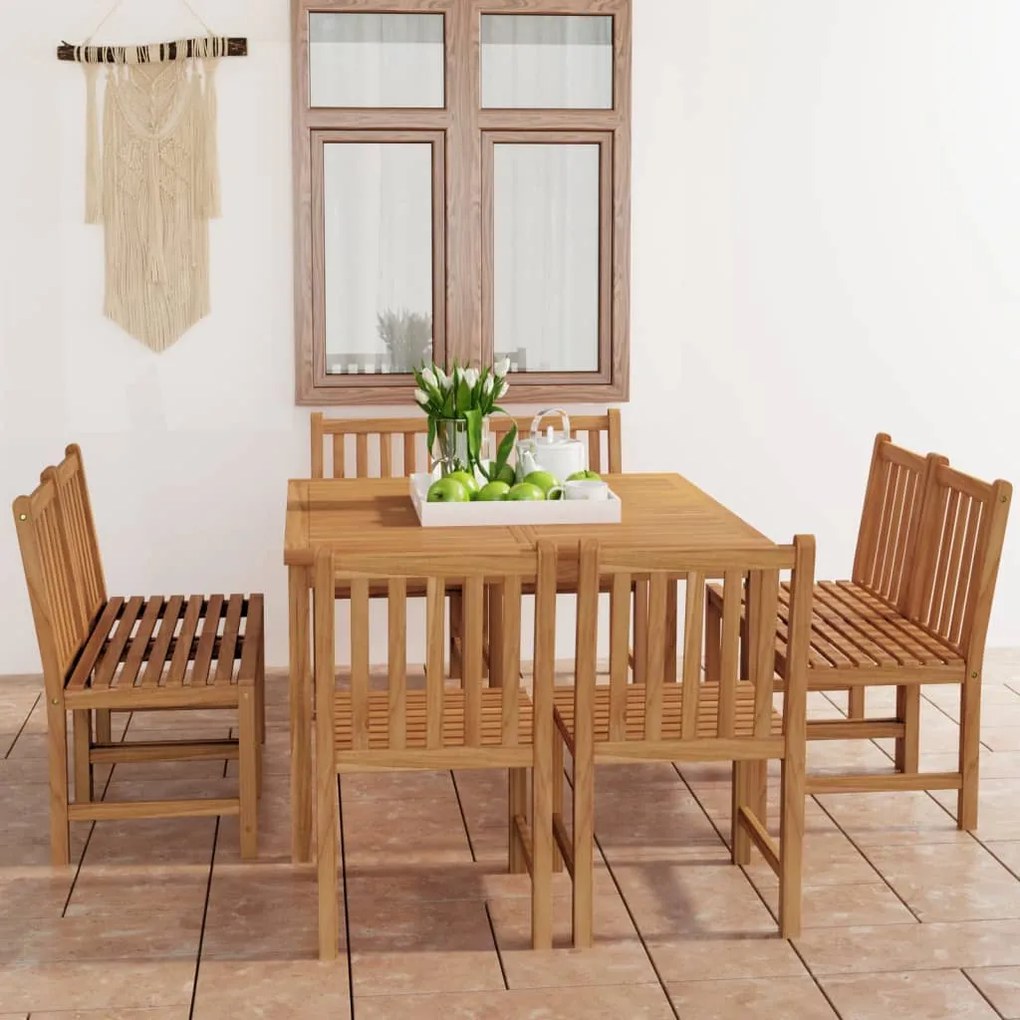 vidaXL 9 pcs conjunto de jantar para jardim madeira de teca maciça