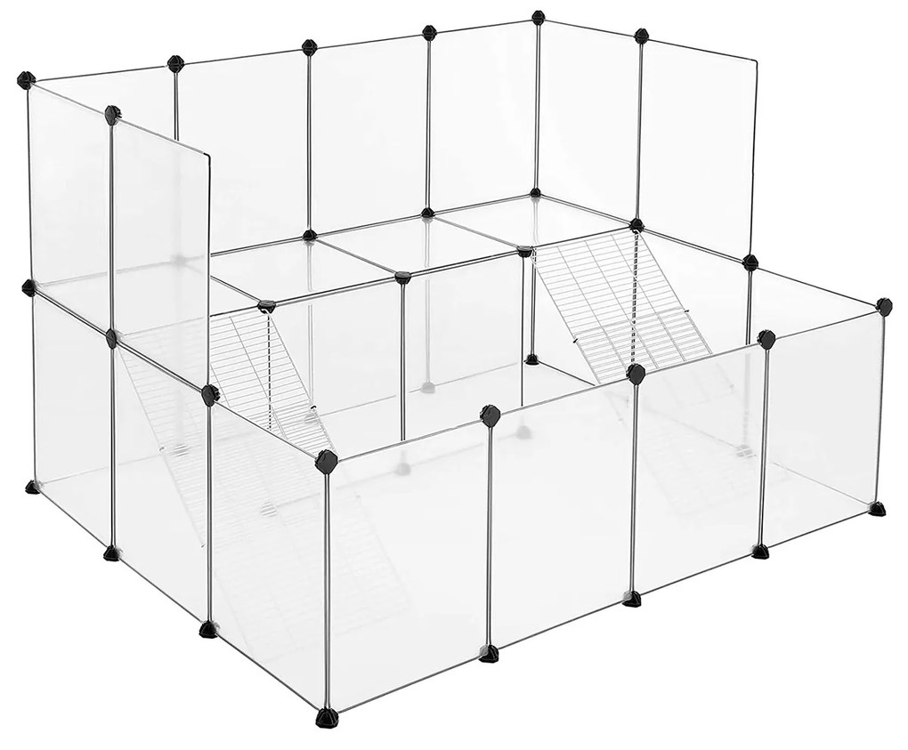 Gaiola de brincar modular para roedores | SONGMICS | 143 x 108 x 93 cm | branco | LPC004W01.