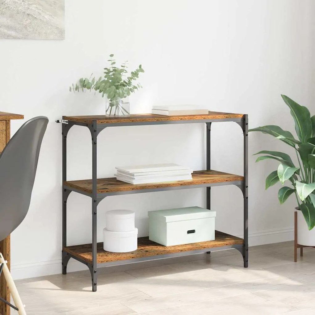 vidaXL Gabinete de Livros Madeira Antiga 80 x 33 x 70,5 cm