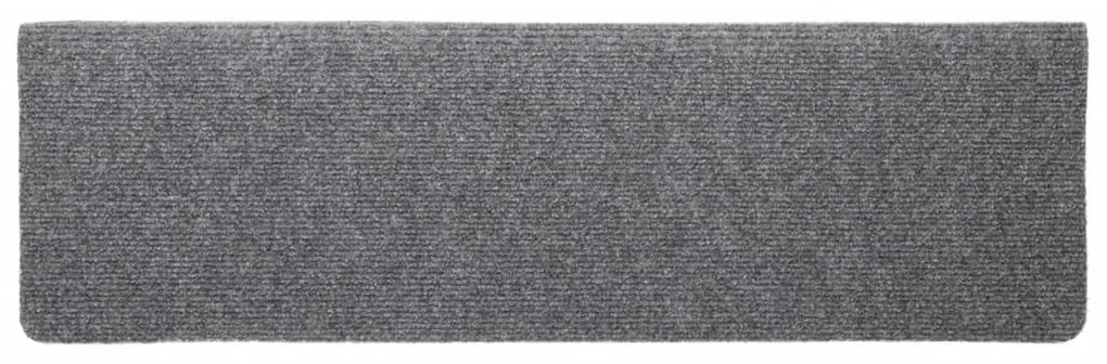Tapetes de escada 5 pcs 65x21x4 cm agulhado cinzento-claro