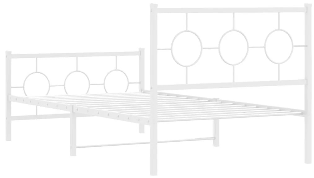 Estrutura de cama com cabeceira e pés 100x190 cm metal branco