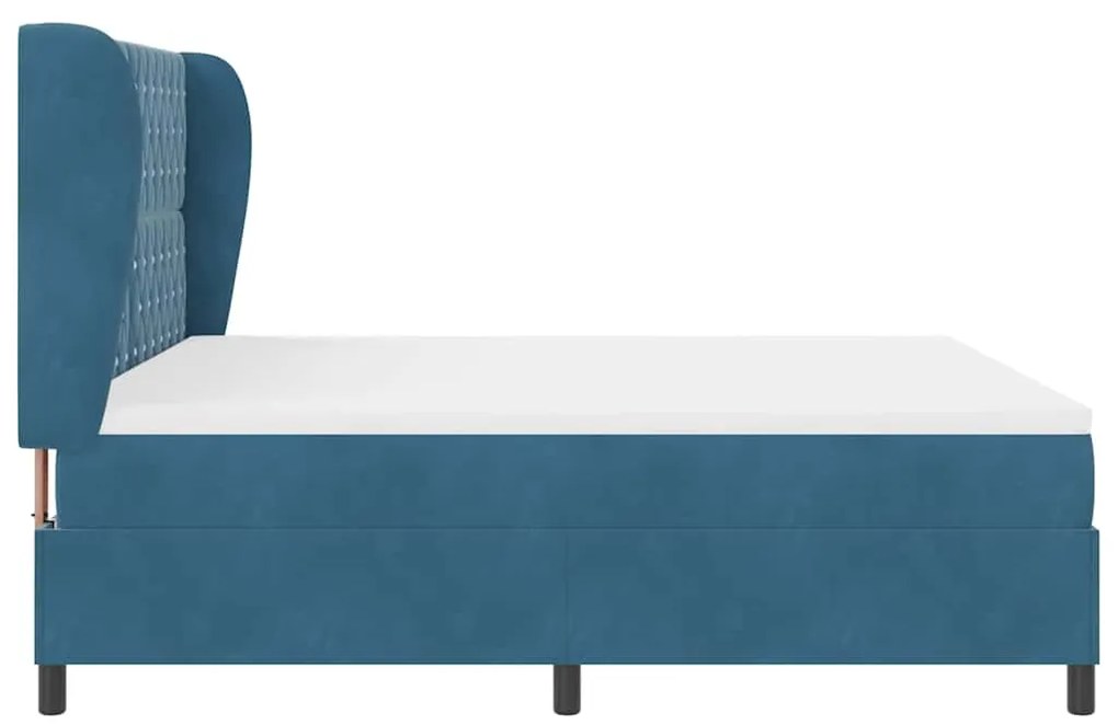 Cama Box com Colchão Azul Escuro 180 x 200 cm em Veludo