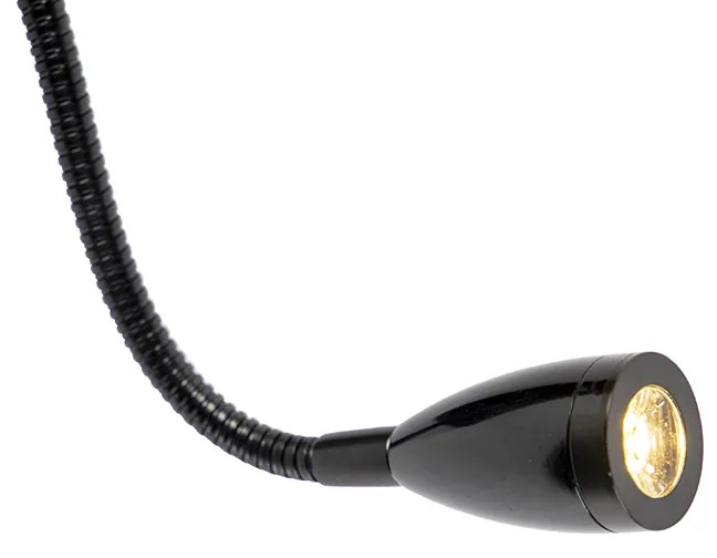 LED Candeeiro de parede moderno preto com abajur de algodão - Stacca Moderno