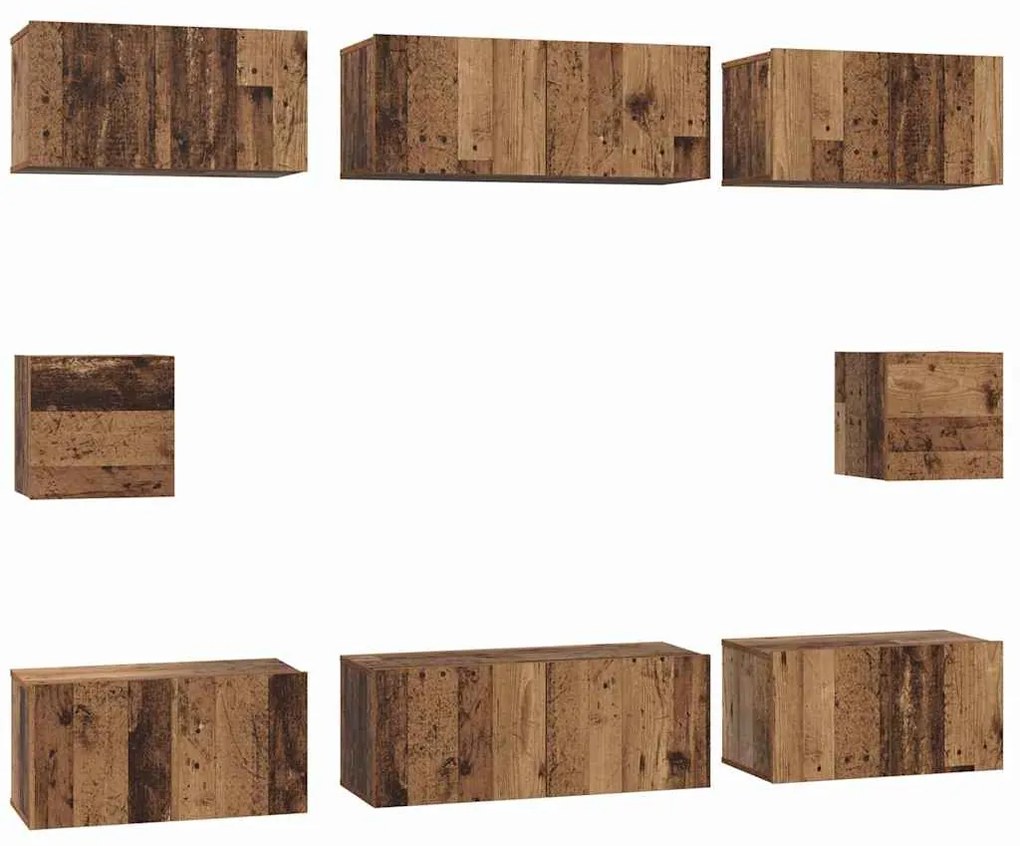 Conjunto de Estantes para TV 8 pcs Madeira antiga