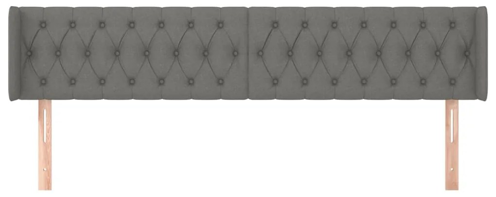 Cabeceira de cama c/ abas tecido 183x16x78/88cm cinzento-escuro