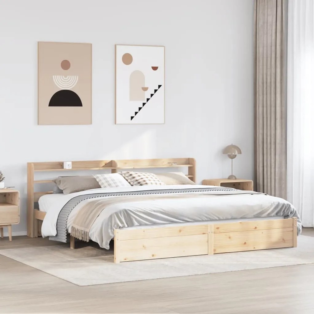 Estrutura de cama com cabeceira 180x200 cm pinho maciço