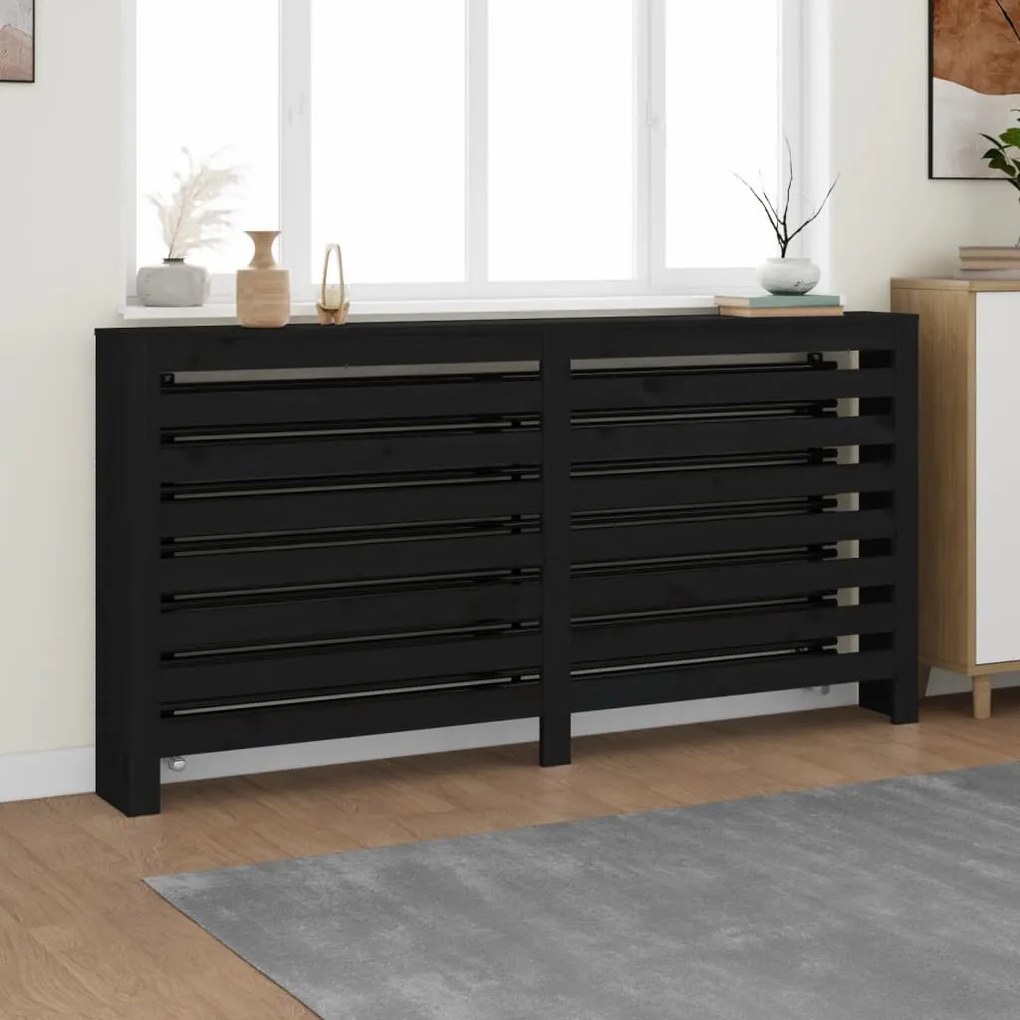 822610 vidaXL Cobertura de radiador 169x19x84 cm pinho maciço preto