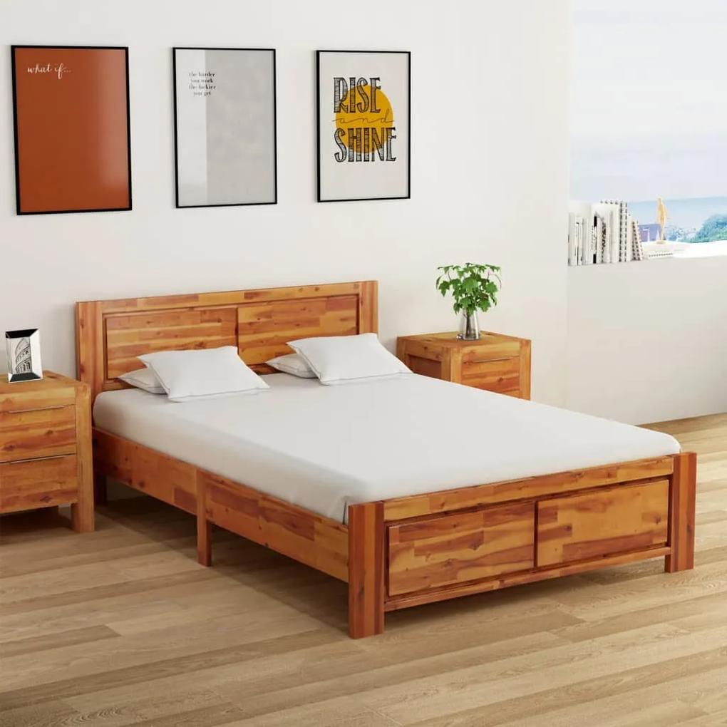 Estrutura de cama madeira de acácia maciça 140x200 cm