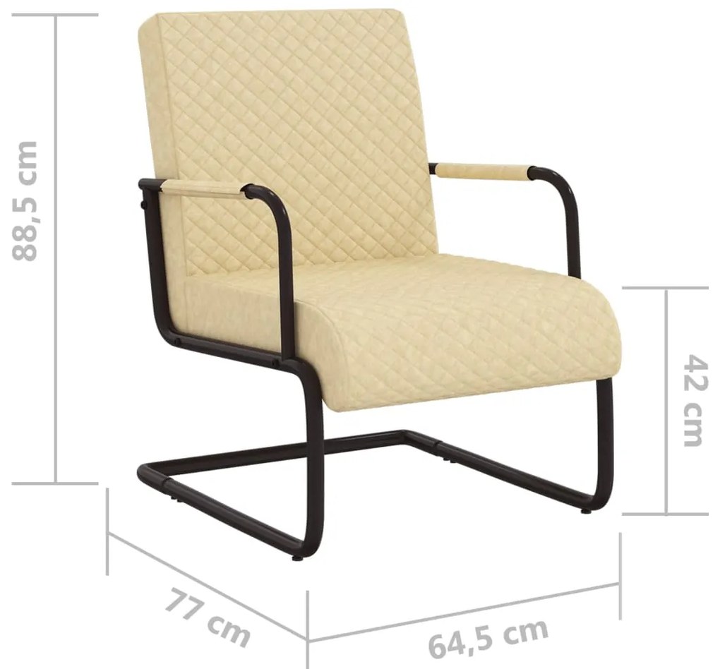 Cadeira cantilever em couro artificial cor creme