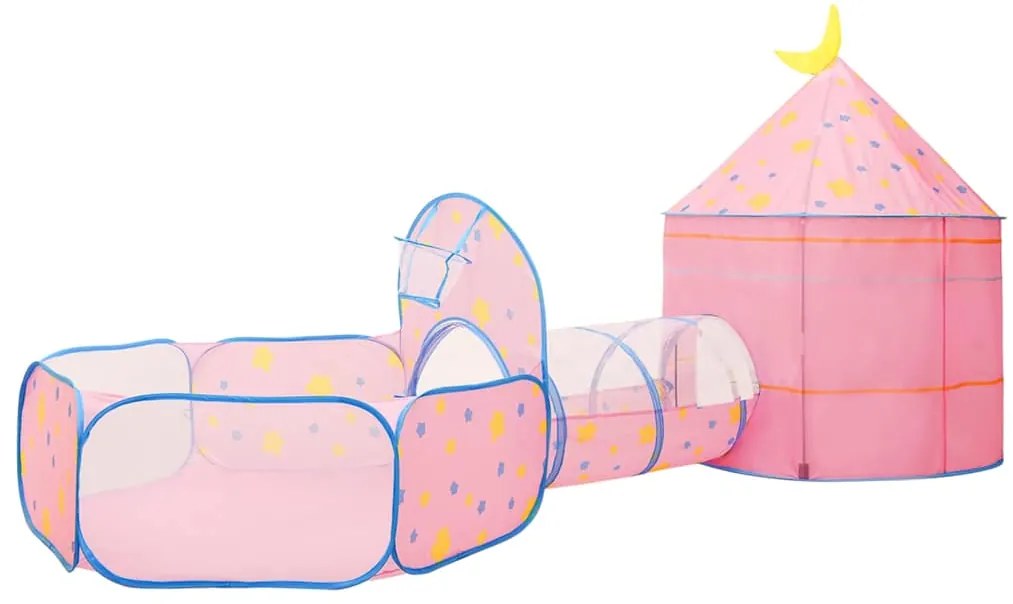 Tenda de brincar infantil com 250 bolas 301x120x128 cm rosa