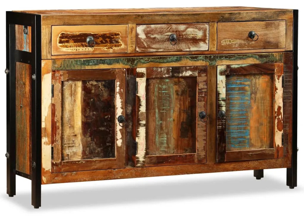Aparador de madeira reciclada maciça 120x35x76 cm