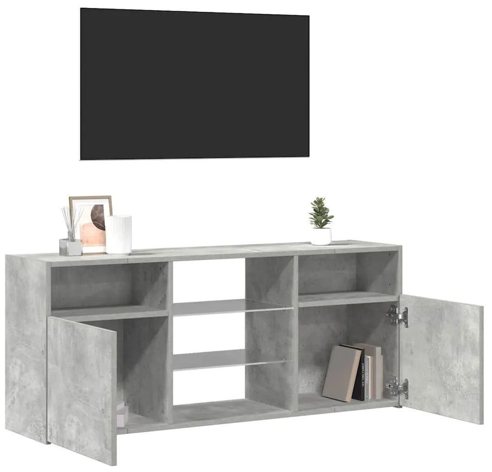 Móvel de TV com luzes LED 120x30x50 cm cinzento cimento