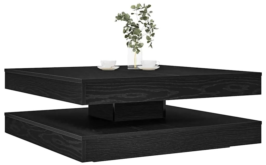 Mesa de centro giratória 360 graus carvalho preto 90x90x34,5 cm