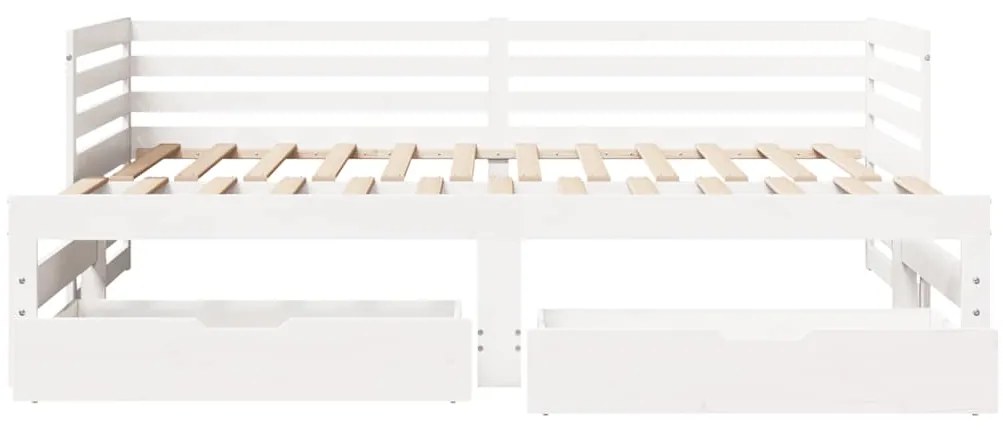 Sofá-cama c/ gavetas 90x200cm madeira de pinho maciça branco