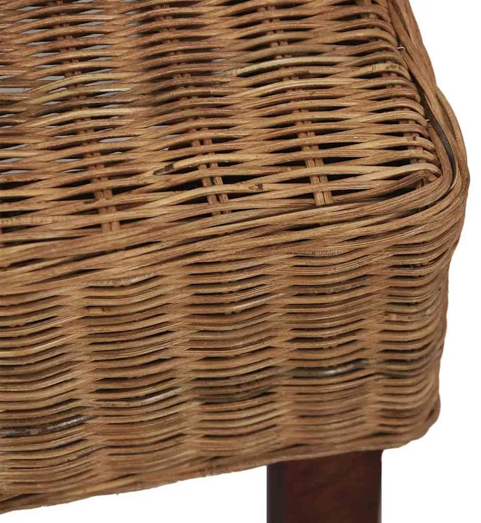 Cadeiras de jantar 2 pcs vime genuíno castanho
