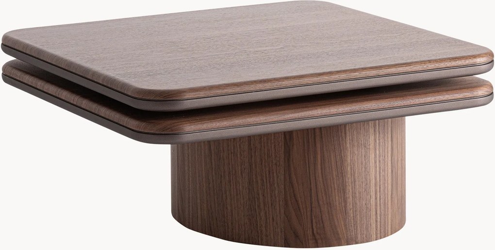 Mesa de centro artesanal em madeira com tampo giratório Kexby