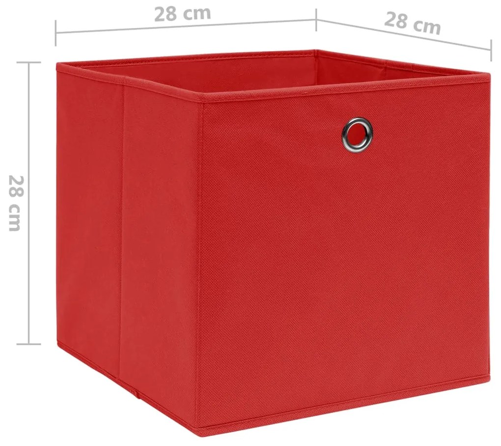 Caixas arrumação 4 pcs 28x28x28 cm tecido-não-tecido vermelho