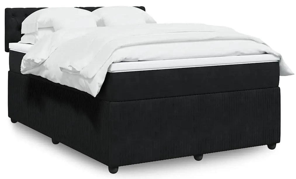 vidaXL Cama com molas/colchão 140x190 cm veludo preto