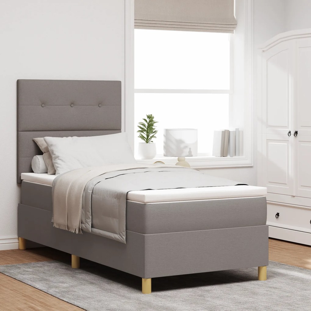 vidaXL Cama Box com Colchão Taupe 80x200 cm Tecido