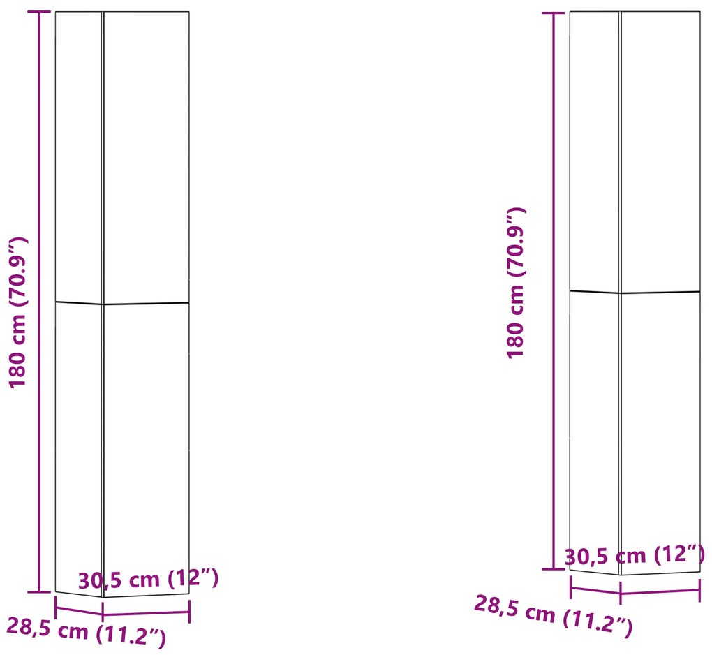 Conjunto de 4 Peças do Armário de TV vidaXL Carvalho Preto 30.5x30x90