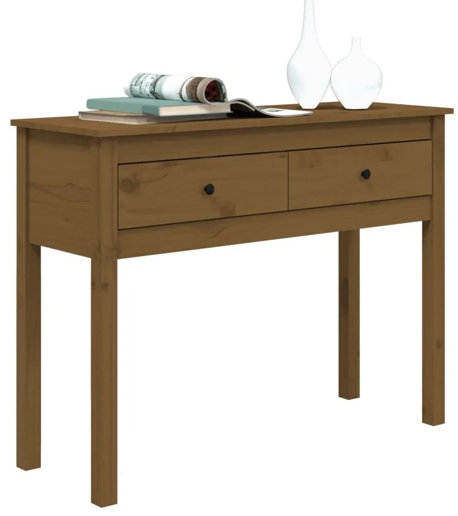 Mesa consola 100x35x75 cm madeira de pinho maciça castanho mel