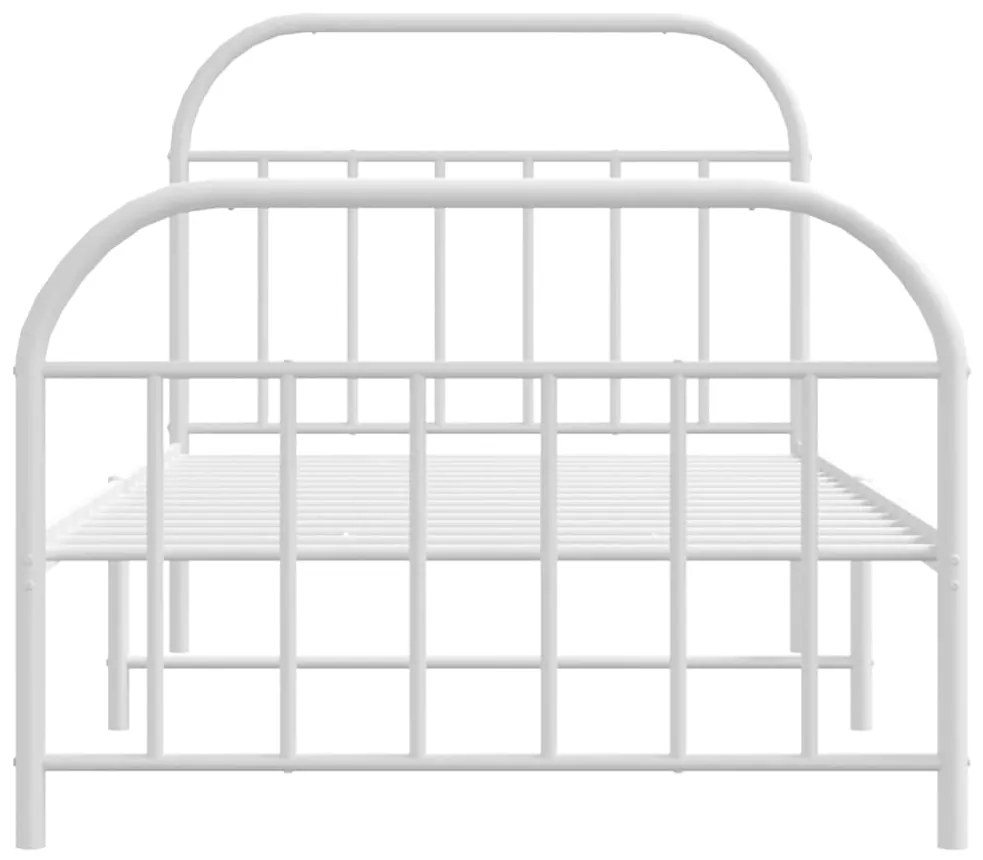 Estrutura de cama com cabeceira e pés 100x190 cm metal branco