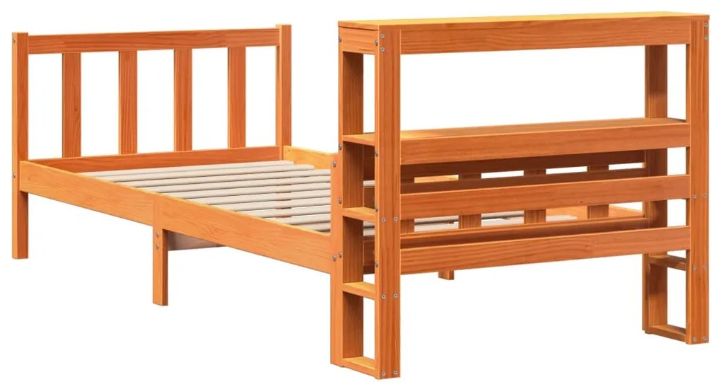 Estrutura cama c/ cabeceira 90x190 cm pinho maciço castanho-mel