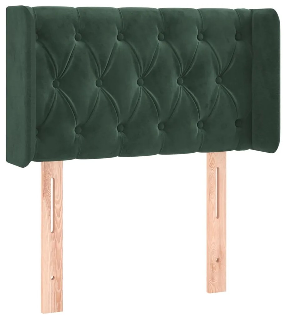 Cabeceira cama c/ luzes LED veludo 83x16x78/88 cm verde-escuro