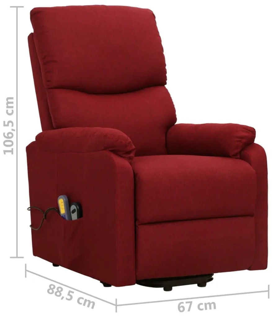 Poltrona elevatória de massagens tecido vermelho tinto