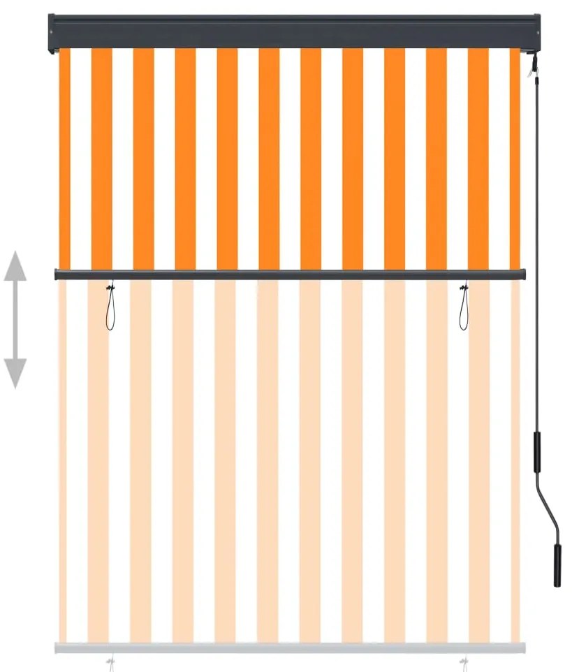 Estore de rolo para exterior 120x250 cm branco e laranja