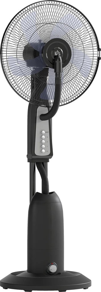HOMCOM Ventilador com função de névoa, reservatório de 3 litros, oscilação 75°, 3 velocidades, com rodas, 125 cm, Preto | Aosom Portugal