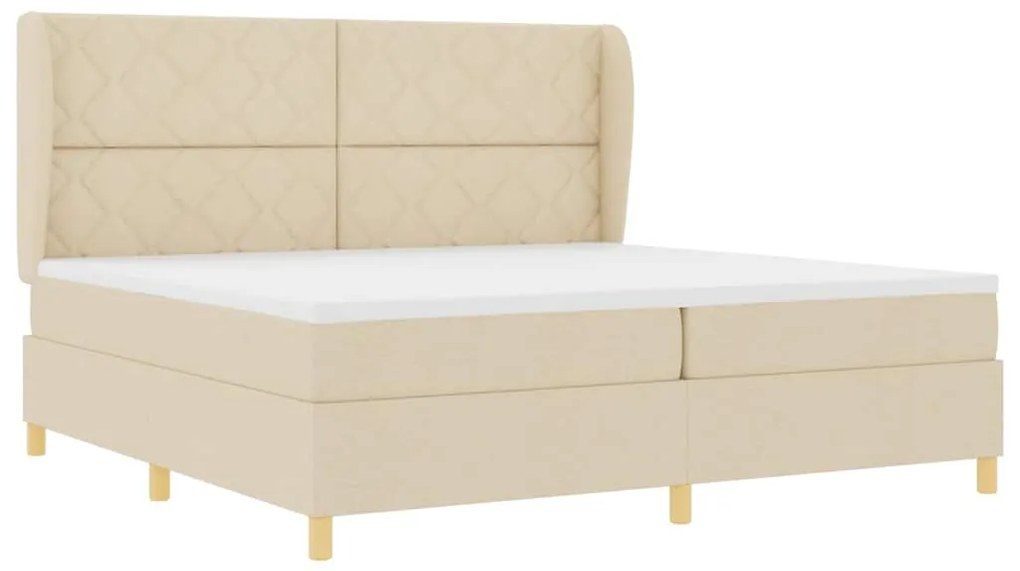 Cama Box Creme vidaXL com Colchão 200x200 cm Tecido
