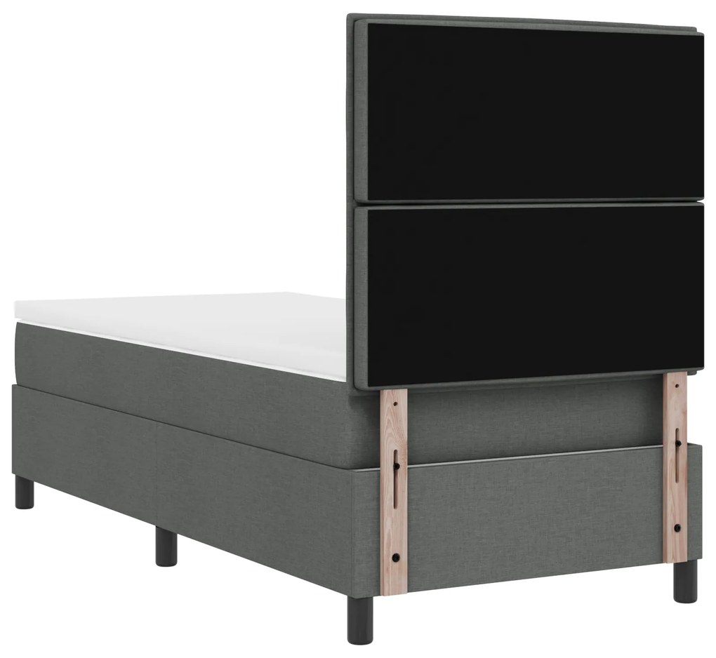 Cama Box Spring com Colchão Cinza Escuro 90x200 cm Tecido